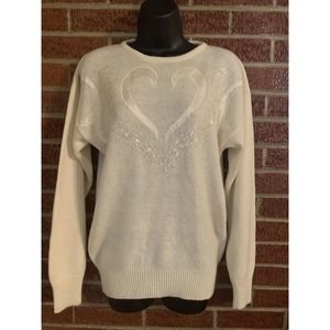 Elegant White Heart Sweater